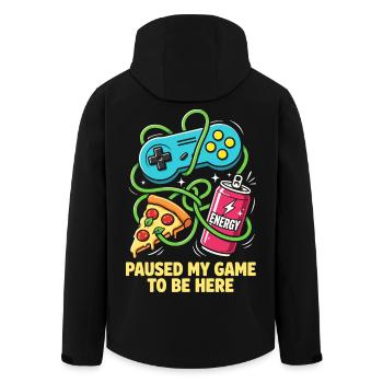 I paused my game for you - Men’s Recycled Softshell Jacket by Stanley/Stella - black - Back - AI Model Male 185 light (185cm)