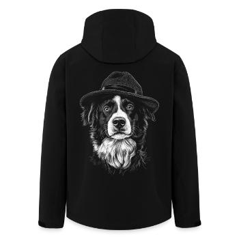 Border Collie Chapeau Chiens de troupeau Chien de troupeau Chiens - Veste softshell homme en polyester recyclé Stanley/Stella - noir - Dos - AI Model Male 185 light (185cm)