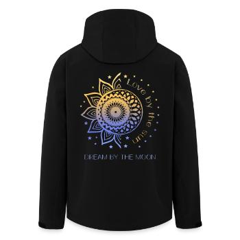 Love By The Sun Dream By The Moon Boho Gift - Men’s Recycled Softshell Jacket by Stanley/Stella - black - Back - AI Model Male 185 light (185cm)