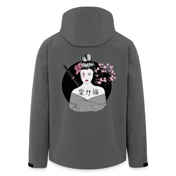 Modern Geisha Japan - Men’s Recycled Softshell Jacket by Stanley/Stella - black - Back - AI Model Male 185 light (185cm)