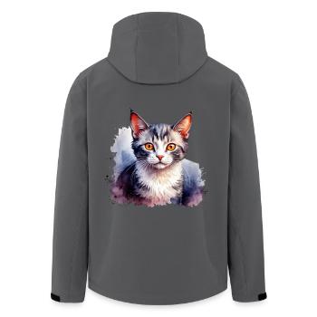 Schönes Katzendesign - Recycelte Männer Softshell-Jacke von Stanley/Stella - Schwarz - Hinten - AI Model Male 185 light (185cm)