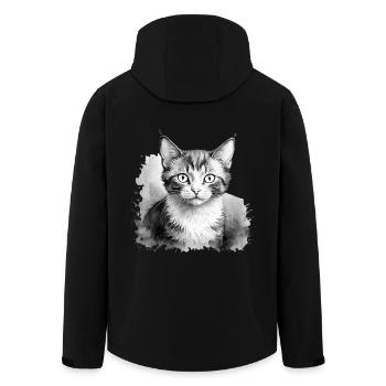 Cute cat in black and white - Men’s Recycled Softshell Jacket by Stanley/Stella - black - Back - AI Model Male 185 light (185cm)