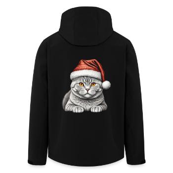 american shorthair christmas cat - Men’s Recycled Softshell Jacket by Stanley/Stella - black - Back - AI Model Male 185 light (185cm)