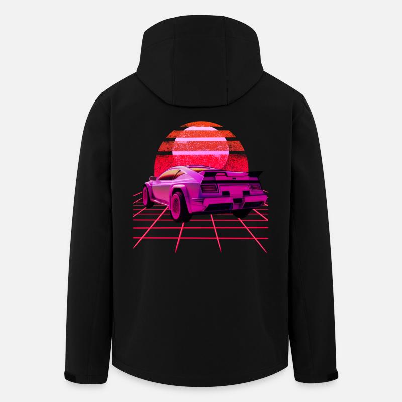Retro Wave super Car Sunset - Men’s Recycled Softshell Jacket by Stanley/Stella - black