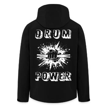 "DRUM POWER" - Schlagzeug - Percussion - Recycelte Männer Softshell-Jacke von Stanley/Stella - Schwarz - Hinten - AI Model Male 185 light (185cm)
