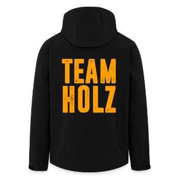 TEAM HOLZ / WALD / KETTENSÄGE / GESCHENK - Recycelte Männer Softshell-Jacke von Stanley/Stella - Schwarz - Hinten - AI Model Male 185 light (185cm)