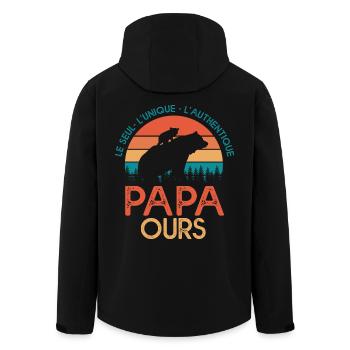 papa ours cadeau papa tshirt papa ours - Veste softshell homme en polyester recyclé Stanley/Stella - noir - Dos - AI Model Male 185 light (185cm)