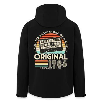 1986 Vintage Vintage Rétro Cadeau d’anniversaire - Veste softshell homme en polyester recyclé Stanley/Stella - noir - Dos - AI Model Male 185 light (185cm)