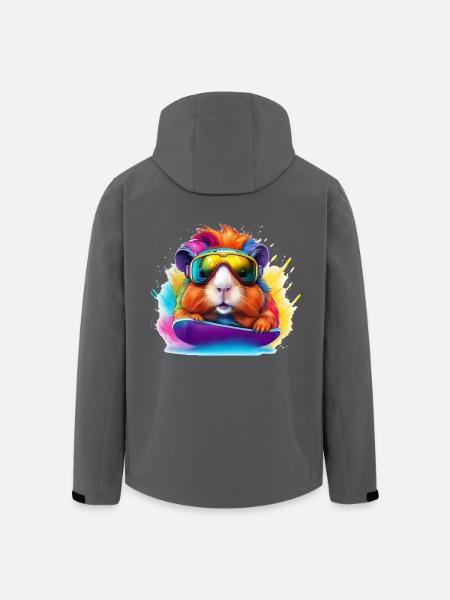 Cooles Meerschweinchen Snowboard Surfbrett - Recycelte Männer Softshell-Jacke von Stanley/Stella - Schwarz