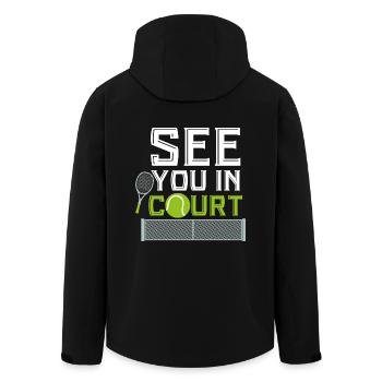 See You in Court Tennis Sport BallSport Lawn Sand - Men’s Recycled Softshell Jacket by Stanley/Stella - black - Back - AI Model Male 185 light (185cm)