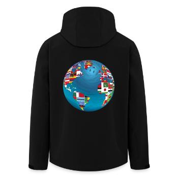 Weltkarte Globus Erdkugel Landesflaggen Kontinente - Recycelte Männer Softshell-Jacke von Stanley/Stella - Schwarz - Hinten - AI Model Male 185 light (185cm)
