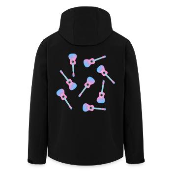 Pinke Ukulele - Recycelte Männer Softshell-Jacke von Stanley/Stella - Schwarz - Hinten - AI Model Male 185 light (185cm)