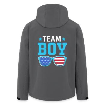 Baby Shower July Expectant Mom Team Boy - Men’s Recycled Softshell Jacket by Stanley/Stella - black - Back - AI Model Male 185 light (185cm)