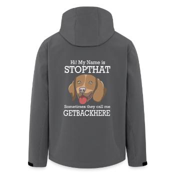 Chien allemand à poil court Braque allemand - Veste softshell homme en polyester recyclé Stanley/Stella - noir - Dos - AI Model Male 185 light (185cm)