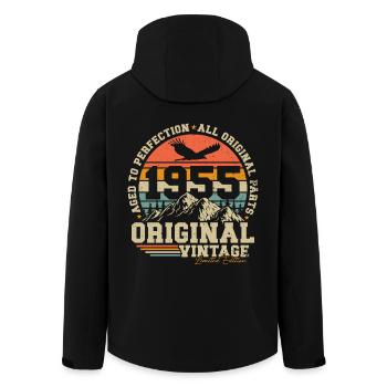 1955 Vintage Vintage Anniversaire Cadeau Rétro - Veste softshell homme en polyester recyclé Stanley/Stella - noir - Dos - AI Model Male 185 light (185cm)
