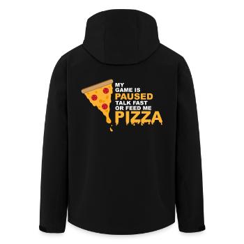 Game Is Paused Pizza Gaming Funny - Men’s Recycled Softshell Jacket by Stanley/Stella - black - Back - AI Model Male 185 light (185cm)