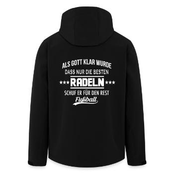 Als Gott klar wurde - RADELN - Recycelte Männer Softshell-Jacke von Stanley/Stella - Schwarz - Hinten - AI Model Male 185 light (185cm)