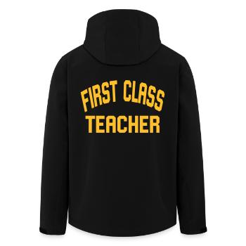 First Class Teacher - Men’s Recycled Softshell Jacket by Stanley/Stella - black - Back - AI Model Male 185 light (185cm)