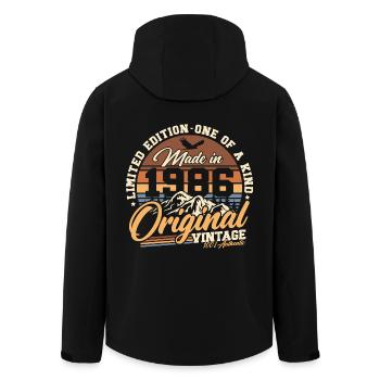 1986 Vintage Vintage Rétro Cadeau d’anniversaire - Veste softshell homme en polyester recyclé Stanley/Stella - noir - Dos - AI Model Male 185 light (185cm)