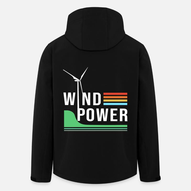 Éolienne, énergie éolienne, énergie éolienne - Veste softshell homme en polyester recyclé Stanley/Stella - noir