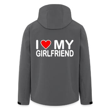 I love my girlfriend - Recycelte Männer Softshell-Jacke von Stanley/Stella - Schwarz - Hinten - AI Model Male 185 light (185cm)