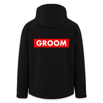Groom - Recycelte Männer Softshell-Jacke von Stanley/Stella - Schwarz - Hinten - AI Model Male 185 light (185cm)