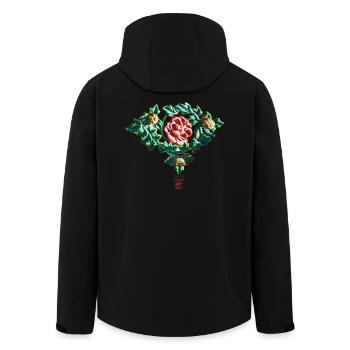 Chinesisch_Blumen_Verbotene Stadt_Pfingstrose1420 - Men’s Recycled Softshell Jacket by Stanley/Stella - black - Back - AI Model Male 185 light (185cm)