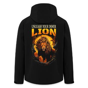 Lion, Lion's Head, Strong, Wild, Proud, Courageous, Royal - Men’s Recycled Softshell Jacket by Stanley/Stella - black - Back - AI Model Male 185 light (185cm)