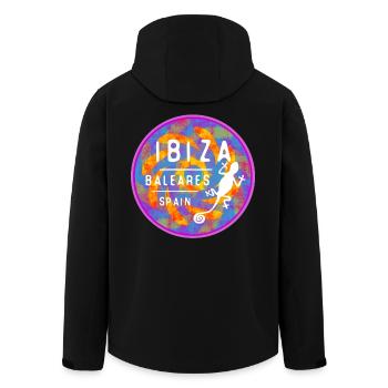 Illustration colorée de l’île des îles Baléares d’Ibiza - Veste softshell homme en polyester recyclé Stanley/Stella - noir - Dos - AI Model Male 185 light (185cm)