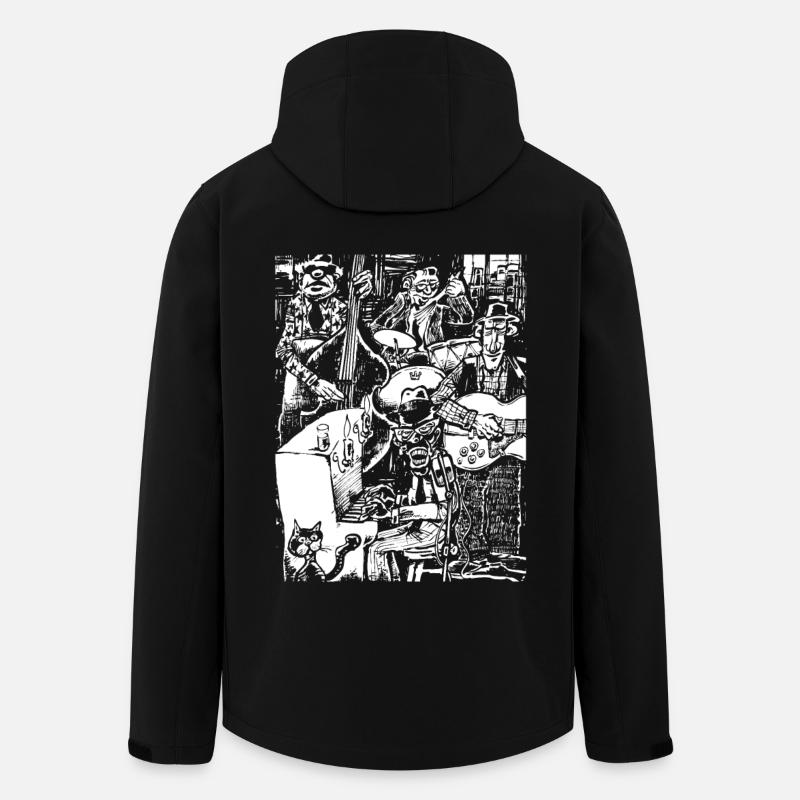 Retro Blues Chapel Black & White - Men’s Recycled Softshell Jacket by Stanley/Stella - black