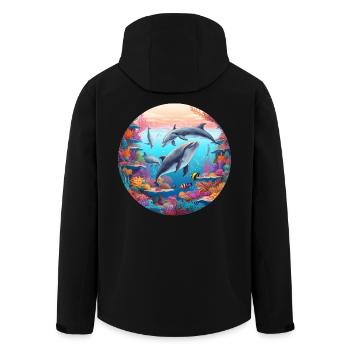 Unterwasser Delfinwelt im Riff - Recycelte Männer Softshell-Jacke von Stanley/Stella - Schwarz - Hinten - AI Model Male 185 light (185cm)