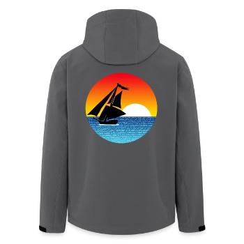 Boat and sunset - Men’s Recycled Softshell Jacket by Stanley/Stella - black - Back - AI Model Male 185 light (185cm)