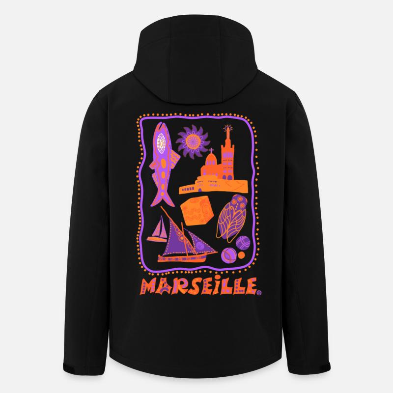Retro Marseille - Reisen und das Mittelmeer - Recycelte Männer Softshell-Jacke von Stanley/Stella - Schwarz