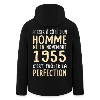Anniversaire 70 ans - Né en Novembre 1955 - Veste softshell homme en polyester recyclé Stanley/Stella - noir - Dos - AI Model Male 185 light (185cm)
