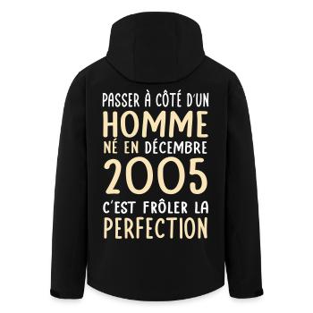 Anniversaire 20 ans - Né en Décembre 2005 - Veste softshell homme en polyester recyclé Stanley/Stella - noir - Dos - AI Model Male 185 light (185cm)