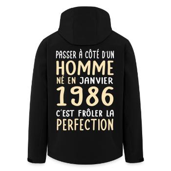 Anniversaire 40 ans - Né en Janvier 1986 - Veste softshell homme en polyester recyclé Stanley/Stella - noir - Dos - AI Model Male 185 light (185cm)