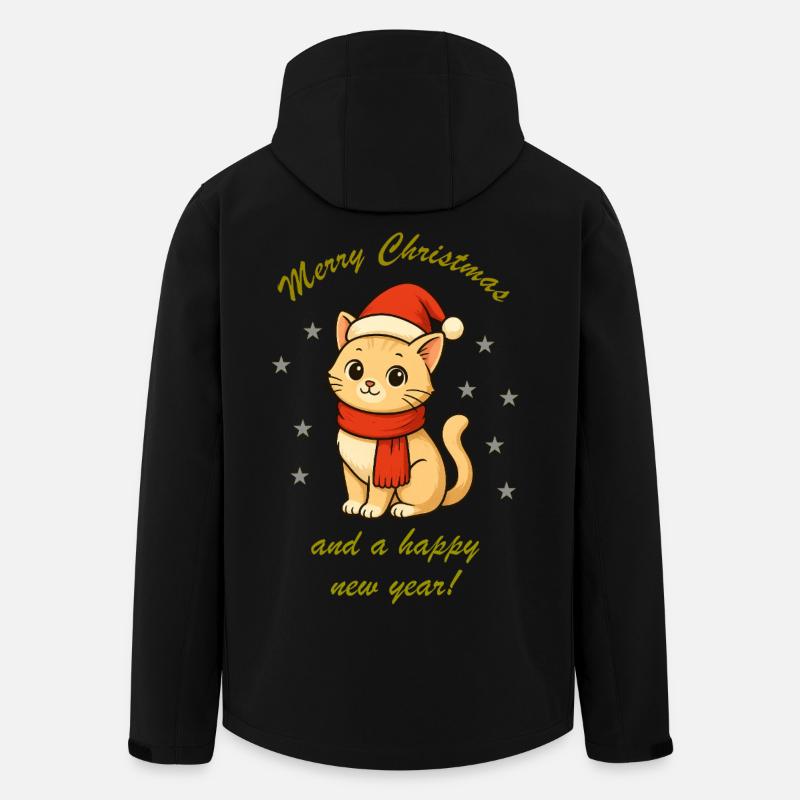 Cuddly Cat Christmas Magic - Men’s Recycled Softshell Jacket by Stanley/Stella - black