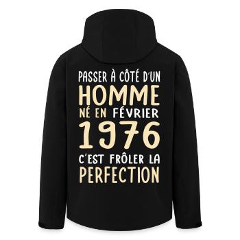 Anniversaire 50 ans - Né en Février 1976 - Veste softshell homme en polyester recyclé Stanley/Stella - noir - Dos - AI Model Male 185 light (185cm)