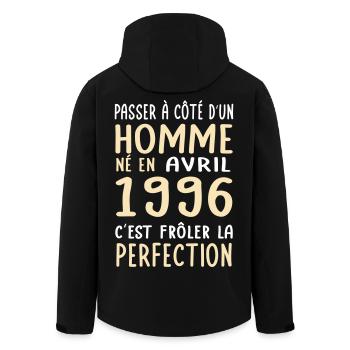 Anniversaire 30 ans - Né en Avril 1996 - Veste softshell homme en polyester recyclé Stanley/Stella - noir - Dos - AI Model Male 185 light (185cm)