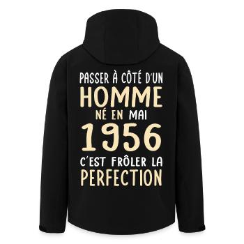 Anniversaire 70 ans - Né en Mai 1956 - Veste softshell homme en polyester recyclé Stanley/Stella - noir - Dos - AI Model Male 185 light (185cm)