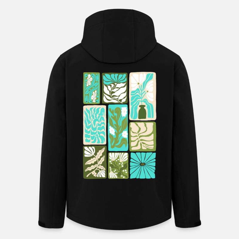 Farbenfrohes botanisches Mosaik - Recycelte Männer Softshell-Jacke von Stanley/Stella - Schwarz