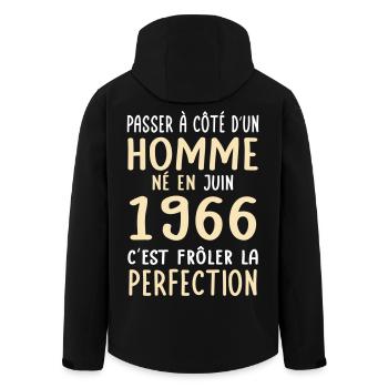 Anniversaire 60 ans - Né en Juin 1966 - Veste softshell homme en polyester recyclé Stanley/Stella - noir - Dos - AI Model Male 185 light (185cm)