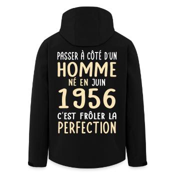 Anniversaire 70 ans - Né en Juin 1956 - Veste softshell homme en polyester recyclé Stanley/Stella - noir - Dos - AI Model Male 185 light (185cm)