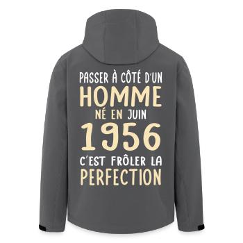 Anniversaire 70 ans - Né en Juin 1956 - Veste softshell homme en polyester recyclé Stanley/Stella - charbon - Dos - AI Model Male 185 light (185cm)