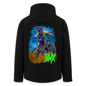 BMX - Men’s Recycled Softshell Jacket by Stanley/Stella - black - Back - AI Model Male 185 light (185cm)