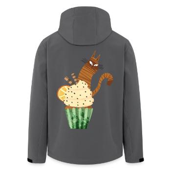 Mignonne conception de cupcakes pour chats, nourriture Kawaii pour chats drôle - Veste softshell homme en polyester recyclé Stanley/Stella - noir - Dos - AI Model Male 185 light (185cm)