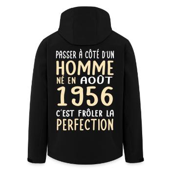 Anniversaire 70 ans - Né en Août 1956 - Veste softshell homme en polyester recyclé Stanley/Stella - noir - Dos - AI Model Male 185 light (185cm)