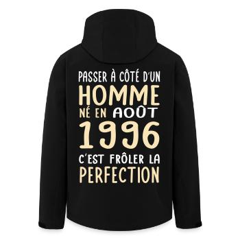 Anniversaire 30 ans - Né en Août 1996 - Veste softshell homme en polyester recyclé Stanley/Stella - noir - Dos - AI Model Male 185 light (185cm)