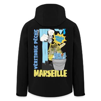 Marseille Poiscaille Fraîche Cartoon - Veste softshell homme en polyester recyclé Stanley/Stella - noir - Dos - AI Model Male 185 light (185cm)