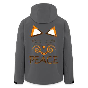 Peace Cat – Cute Spiral Eyes Cat Design - Veste softshell homme en polyester recyclé Stanley/Stella - noir - Dos - AI Model Male 185 light (185cm)